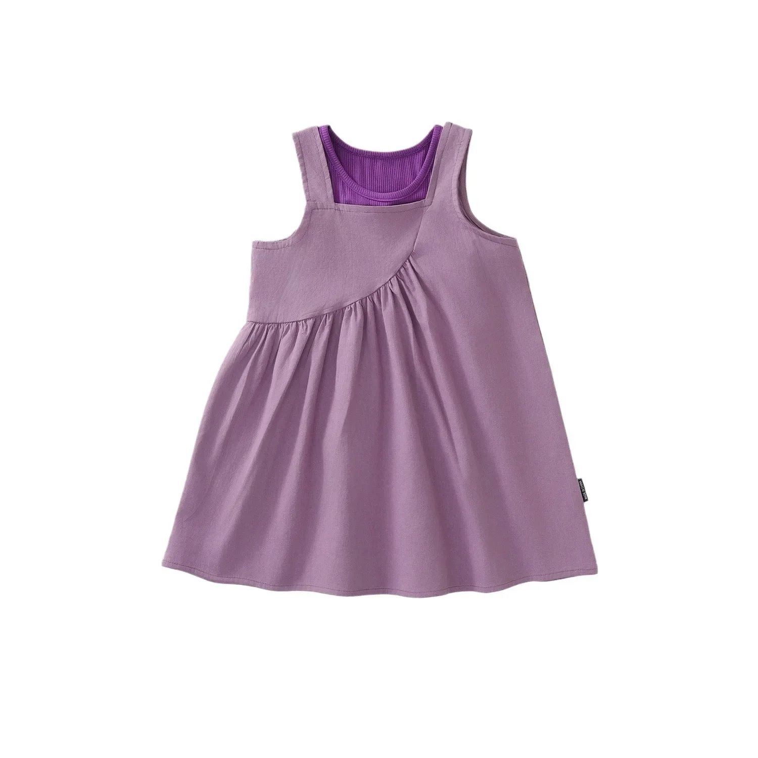 2024 Summer New in Kids Baby Girls Fashion Clothing Set 2pcs 2-8Y - Children Solid Sleeveless Knee-length Dress + Vest