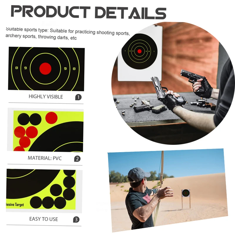 8Inch Self Adhesive 10Pcs Reactivity Shooting Target Paster Aim Training Reactive Target Papers Stickers Training Accessories