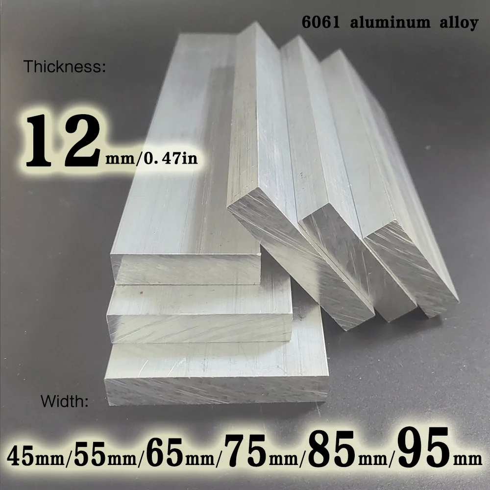 6061 Aluminum Alloy Flat Bar Thickness 12mm Width 45mm 55mm 65mm 75mm  85mm 95mm Length  100mm 150mm 200mm 300mm