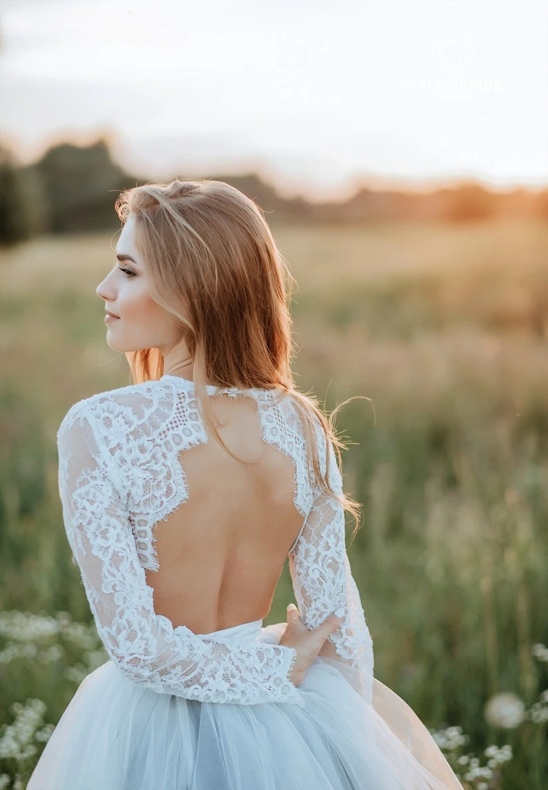 أبيض وأسود ماجيك أومبير تنورة وصوفيا بوهو عارية الذراعين قمة الزفاف الجديدة يفصلها بواسطة Stylishbrideaccs فستان الزفاف الأسود والأبيض