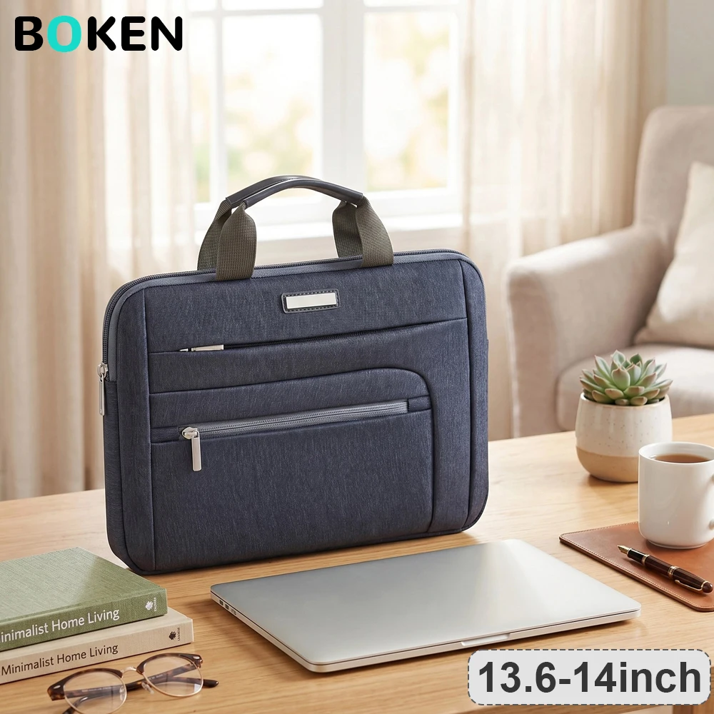 Maletín para Portátil de 13.6 y 14 Pulgadas para MacBook Air/Pro, Lenovo, HP, Dell, Maletín de Negocios Ligero, Funda para Computadora con Múltiples Bolsillos
