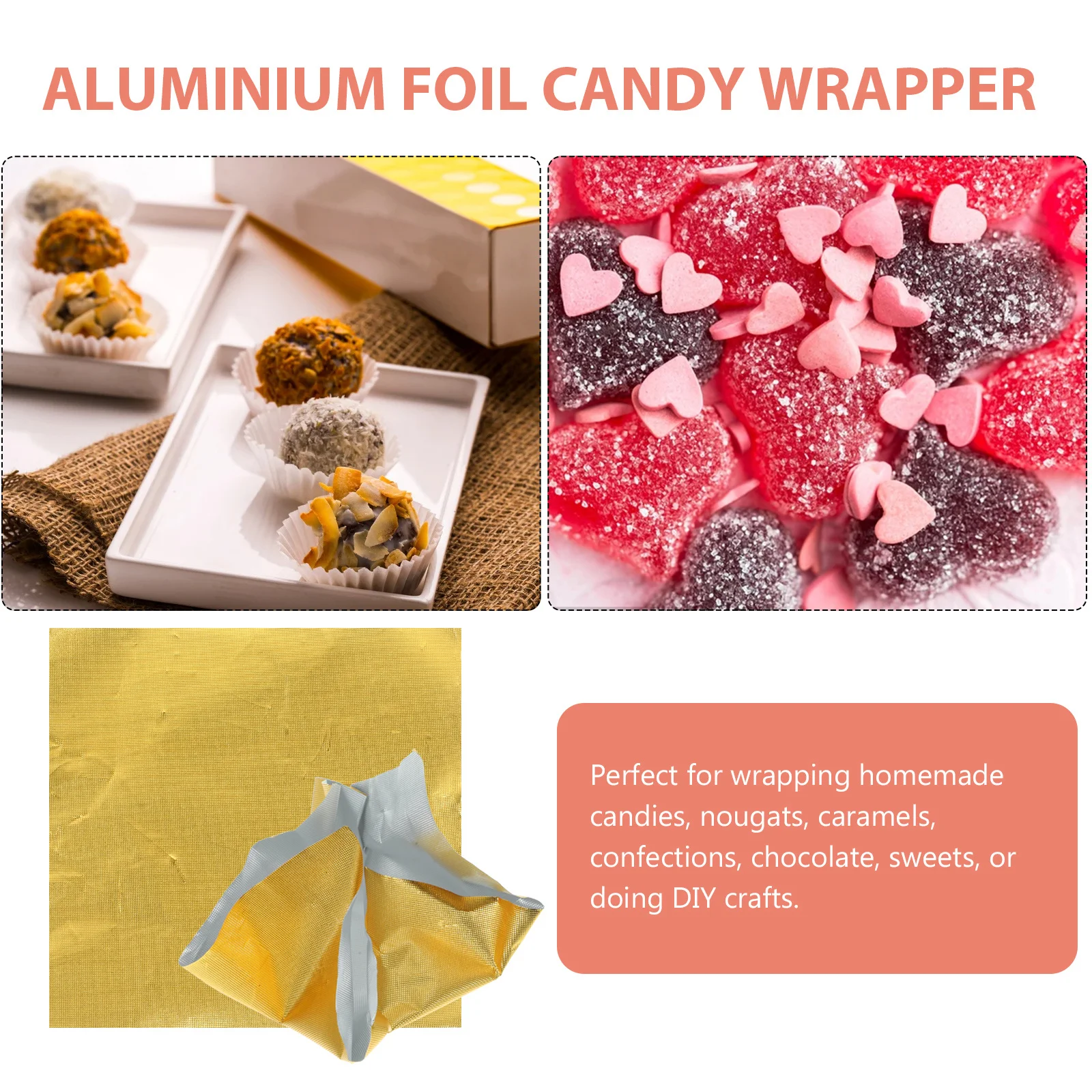

100Pcs DIY Candy Wrappers Baking Wrappers High-Grade Candy Wrapping Paper for Chocolate Sweets Nougat Biscuits Packaging