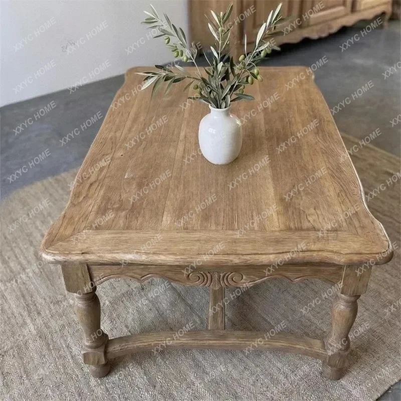 XX country solid wood carved coffee table living room coffee table retro tea table casual