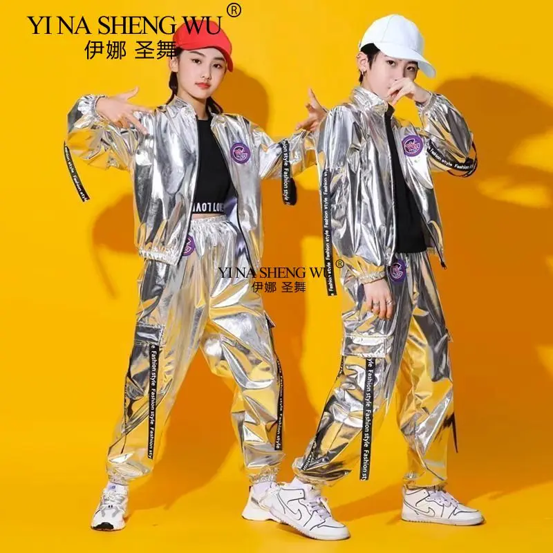 New Year Children's Street Dance Space Suit Autumn/Winter Smart Runway Tech Drum Group Performance Wear T-Shirt