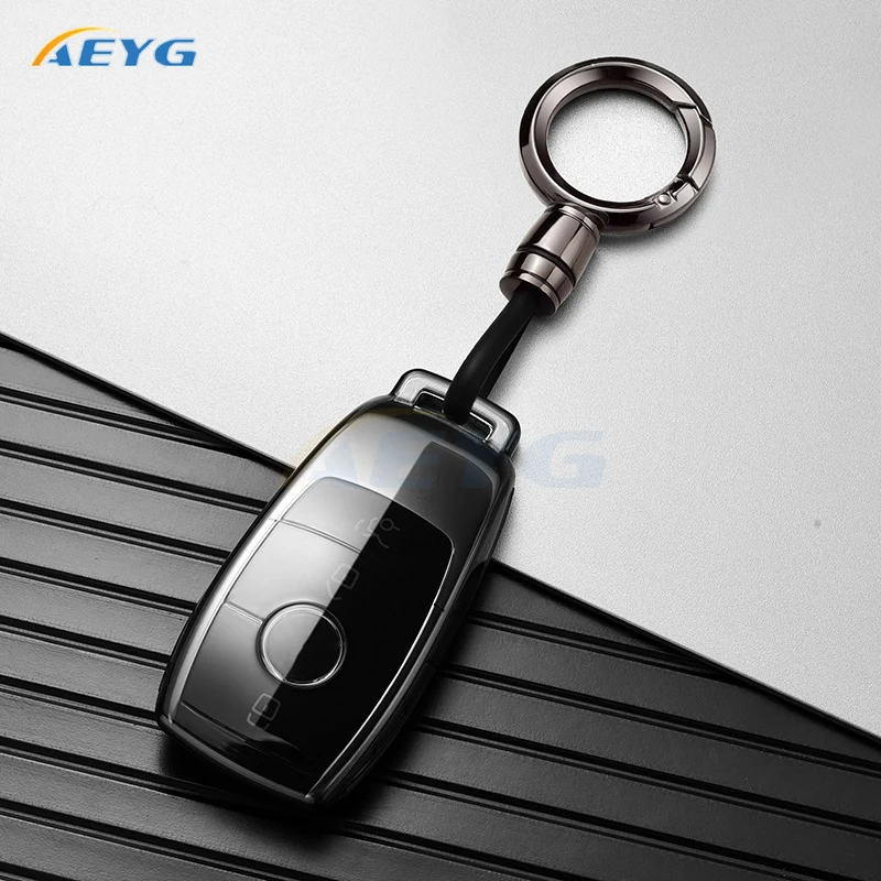 TPU Car Key Case Cover Shell Fob For 2019 2020 Mercedes-Benz A220 E63S AMG E-Class GLE 350 4MATIC E300 E400 E43 W213 Keychain