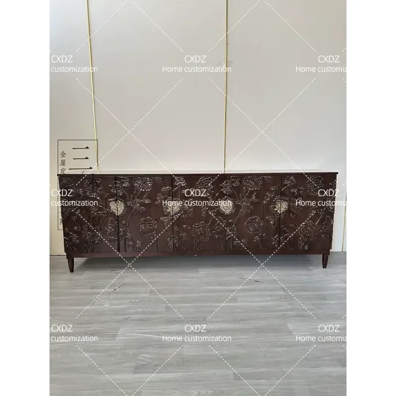 American Retro Foyer Porch Cabinet Living Room Engraved TV Cabinet Nordic High End Storage Decorative Cabinet Partition