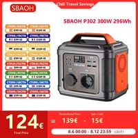 SBAOH P302 300W 296Wh Portable Power Station Generator Quick Charge 230V AC Sockets DC Ports and LED Torch for Travel Camping
