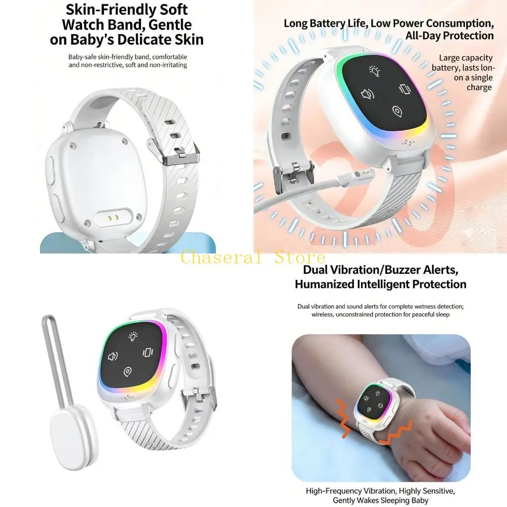 

E7CE Wearable Wireless Urine Moisture Alarm Vibration Improvement for Children Elderly Bedwetting Reminder Device Separate