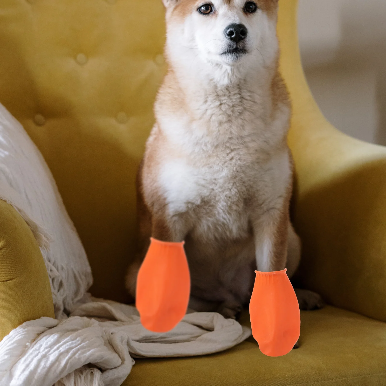 

4 Pcs Pet Cat Rain Shoes Dog Foot Covers for Walking Protector Orange Waterproof