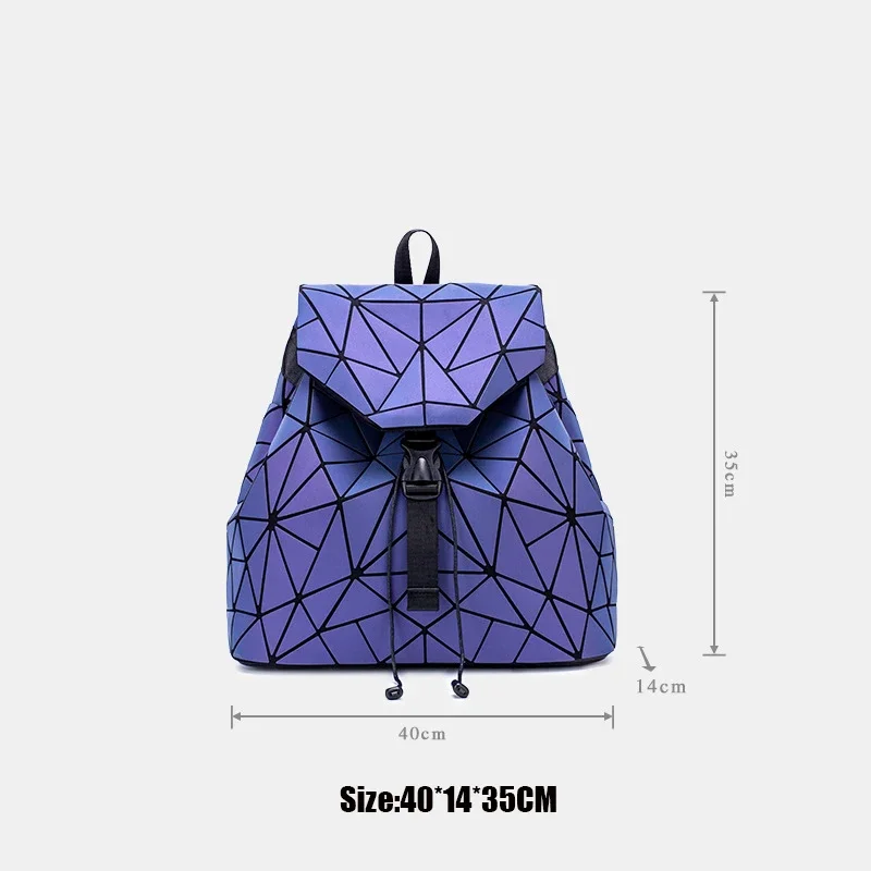 Imagem -03 - Mochila Geométrica Luminosa para Mulheres Adolescentes Bolsa de Diamante Laser Feminino Bolsa de Escola de Estudante