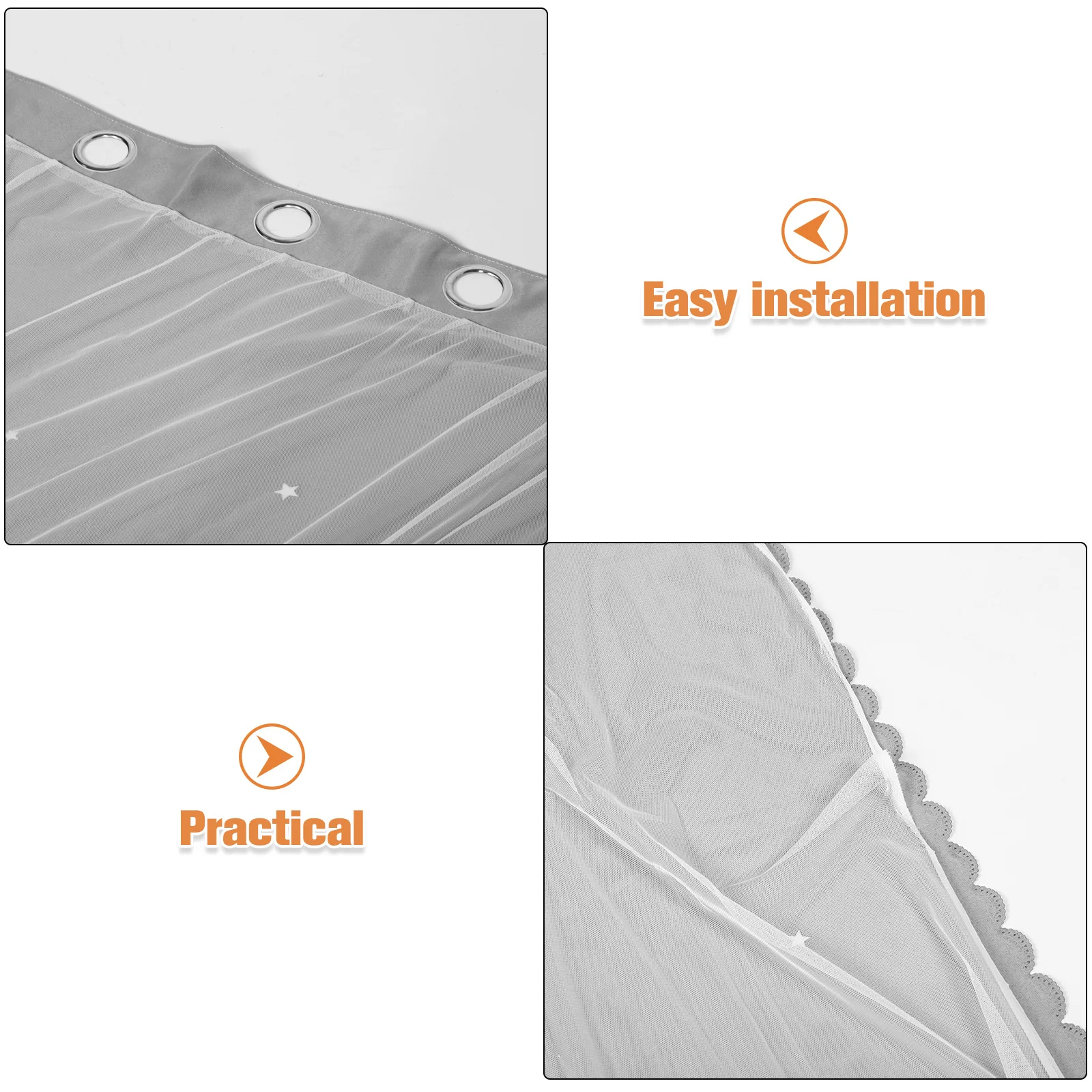 Gorden Blackout Pola Bintang Berongga Lapis Ganda dengan Lubang Gantungan untuk Menggelapkan Ruangan di Kamar Tidur dan Ruang Tamu