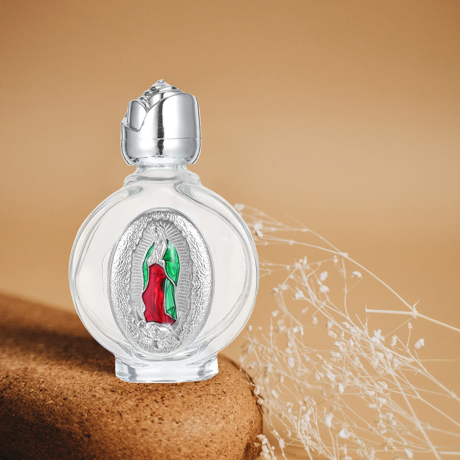 

6Pcs Crystal Glass Holy Water Bottles Embossed Rose Design Catholic Religious Oil Containers Portable Travel Office Home