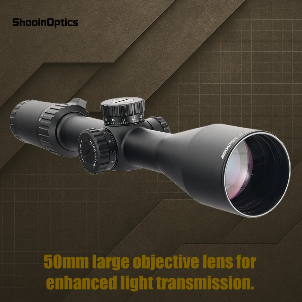 Shooin Optics FFP 3-18x50 Rifle Scope TAC Turret Lock 1/10 MIL Shooting Hunting Riflescope