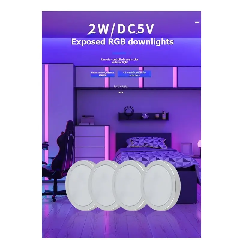 [NEWA08R】 RGB Under Cabinet Light Dimmable DC5V 2W With 24Key Remote USB Powered Ceiling Lighting For Kitchen Bar Wardrobe