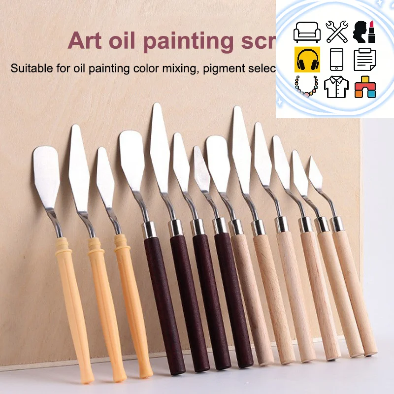 

7Pcs/Set Stainless Steel Oil Painting Knives Artist Crafts Spatula Palette Knife Oil Painting Mixing Knife Scraper Art Tools