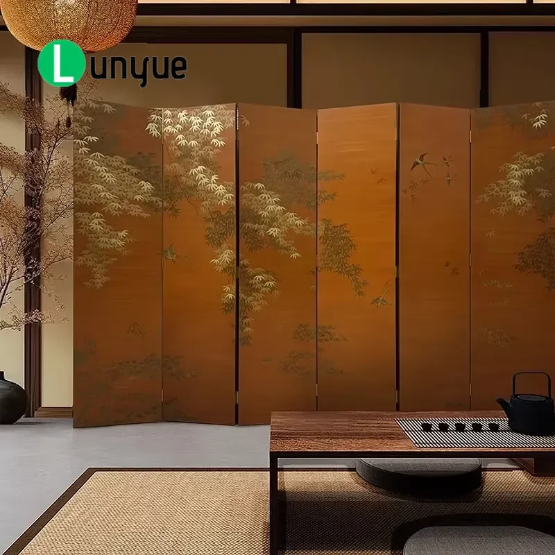 New Chinese Style Hand Painted Folding Screen Room Divider for Living Room Foyer Hotel Club Decoration Elegant Partition