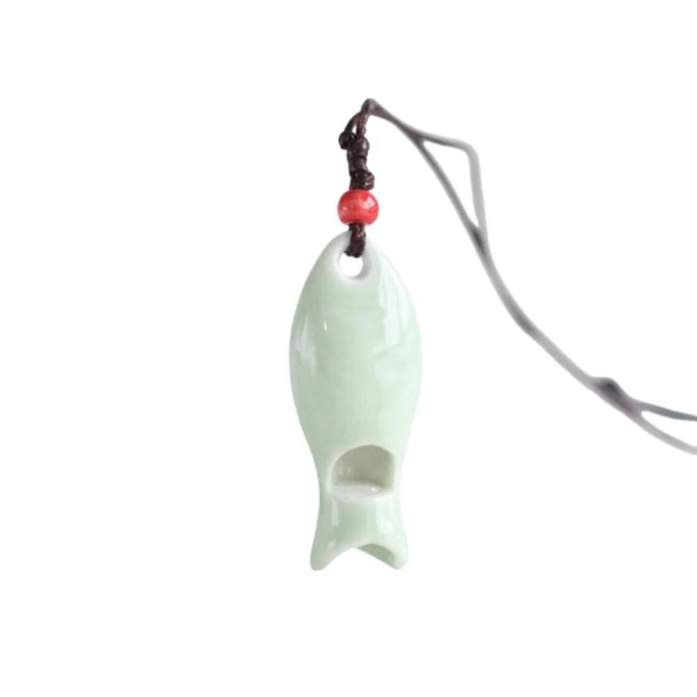 Fashion Chinese Style Ceramic Fish Pendant Delicate Handmade Personalized Whistle Ornaments Charm Porcelain Necklace Gift