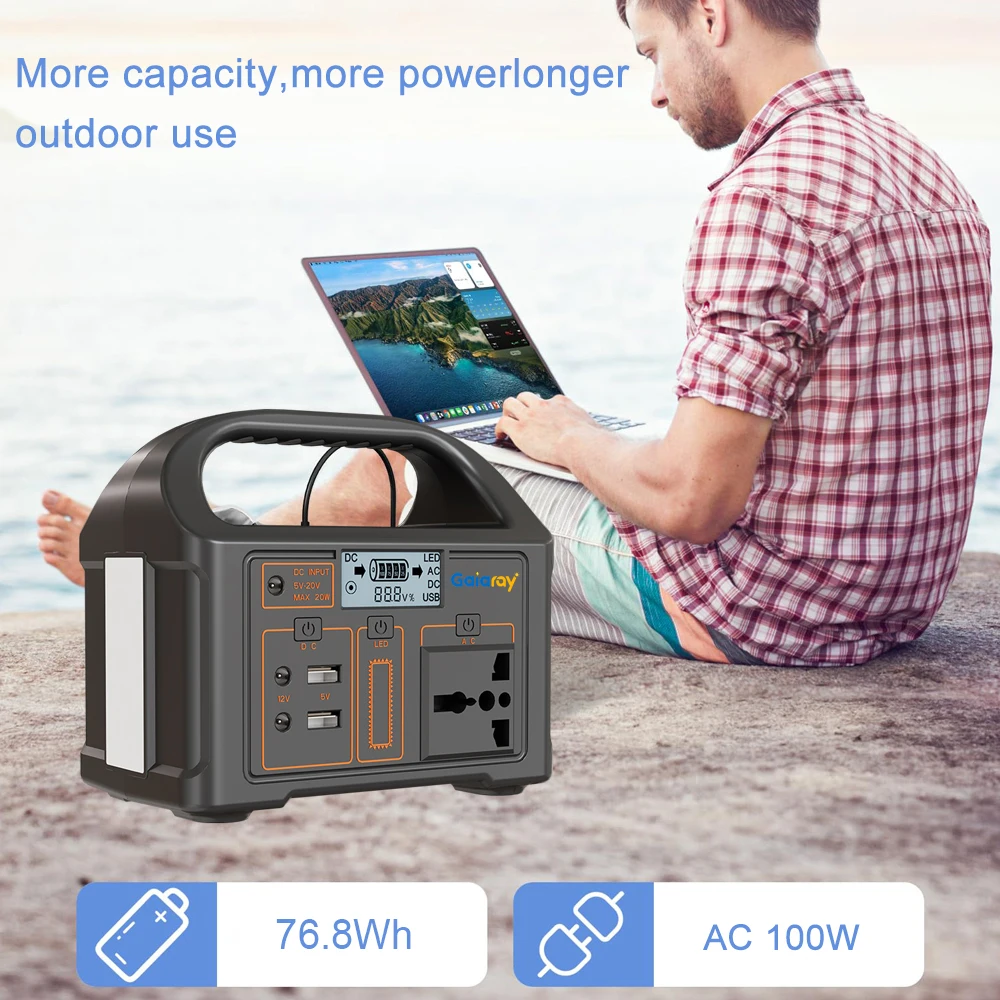 Gaiaray 100 واط محطة توليد الطاقة المحمولة مولد الطاقة الشمسية 76.8Wh LiFePO4 محطة شحن التخييم 220 فولت/110 فولت بنك الطاقة المتنقل في الهواء الطلق #3