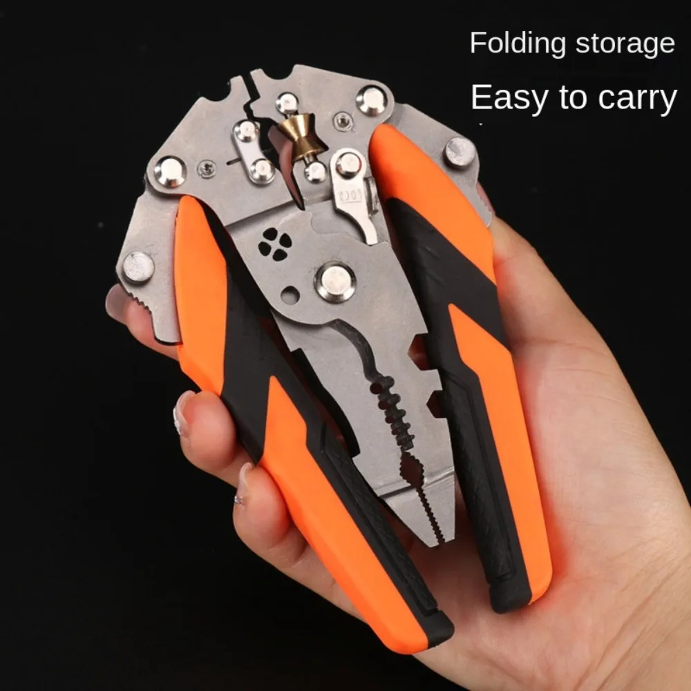 High-carbon Steel Wire Stripping Pliers Foldable 12 in 1 Electrician Crimpe Pliers Non-Slip Multifunctional Pincers Electrician