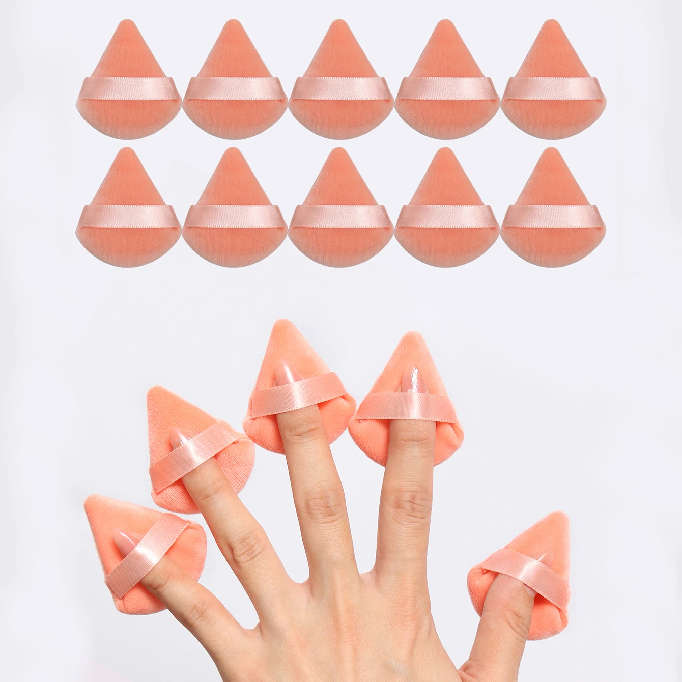 10 stuks mini driehoekige fluwelen poederdonsjes, zachte make-up blender sponzen voor gezichtscontouren, ogen en hoeken