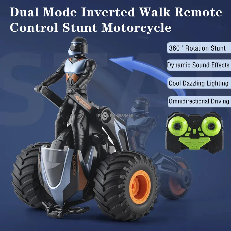 Dual Mode Inverted Walking Remote Control Stunt Motorcycle Car 360°Rotatio Lighting Dynamic Sound Effects RC Motorcycle Boy Gift