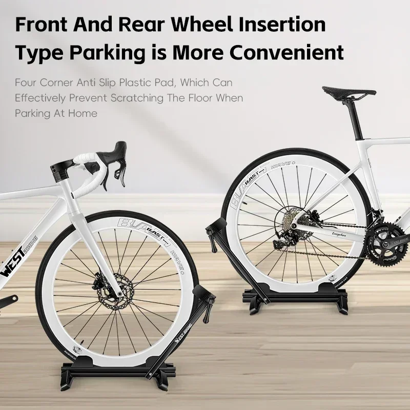 WEST BIKING Portable Road Bike Parking Racks Foldable 24-29 Inch MTB Wheel Stand Rotating Adjustable Bike Parking Floor Stand