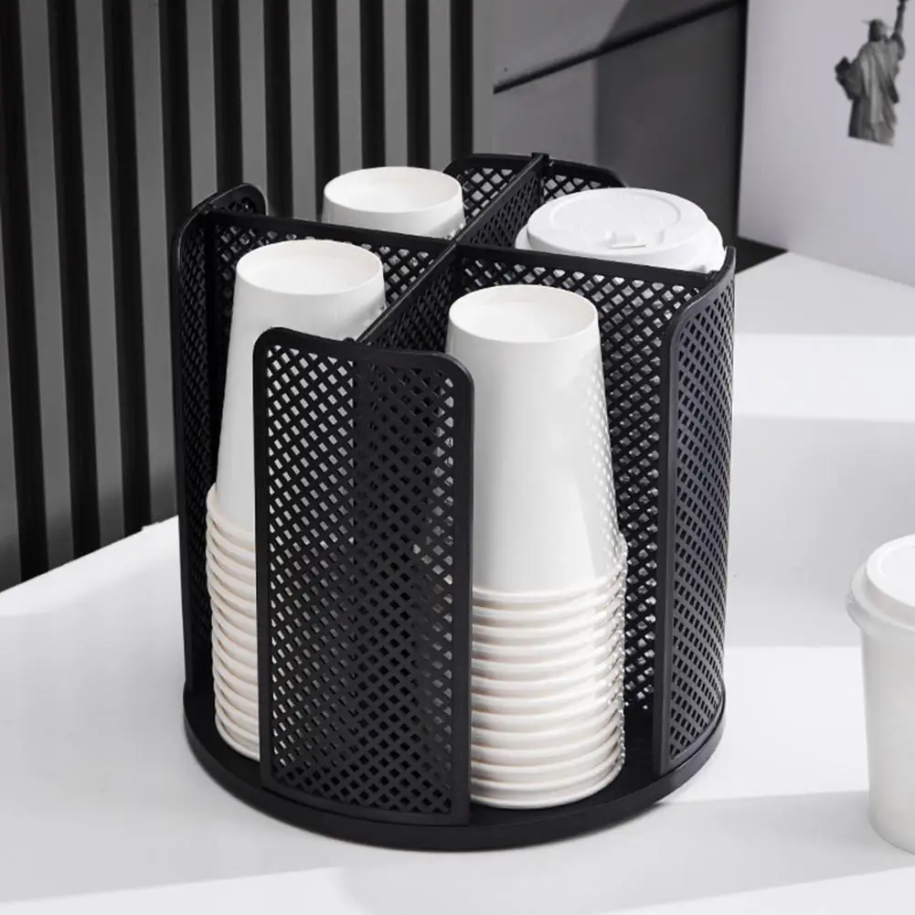 Paper Cup Holder Space-saving Organizer Rack 360 Degree Rotating Plastic Multifunction Disposable Cup Storage Holder Rack