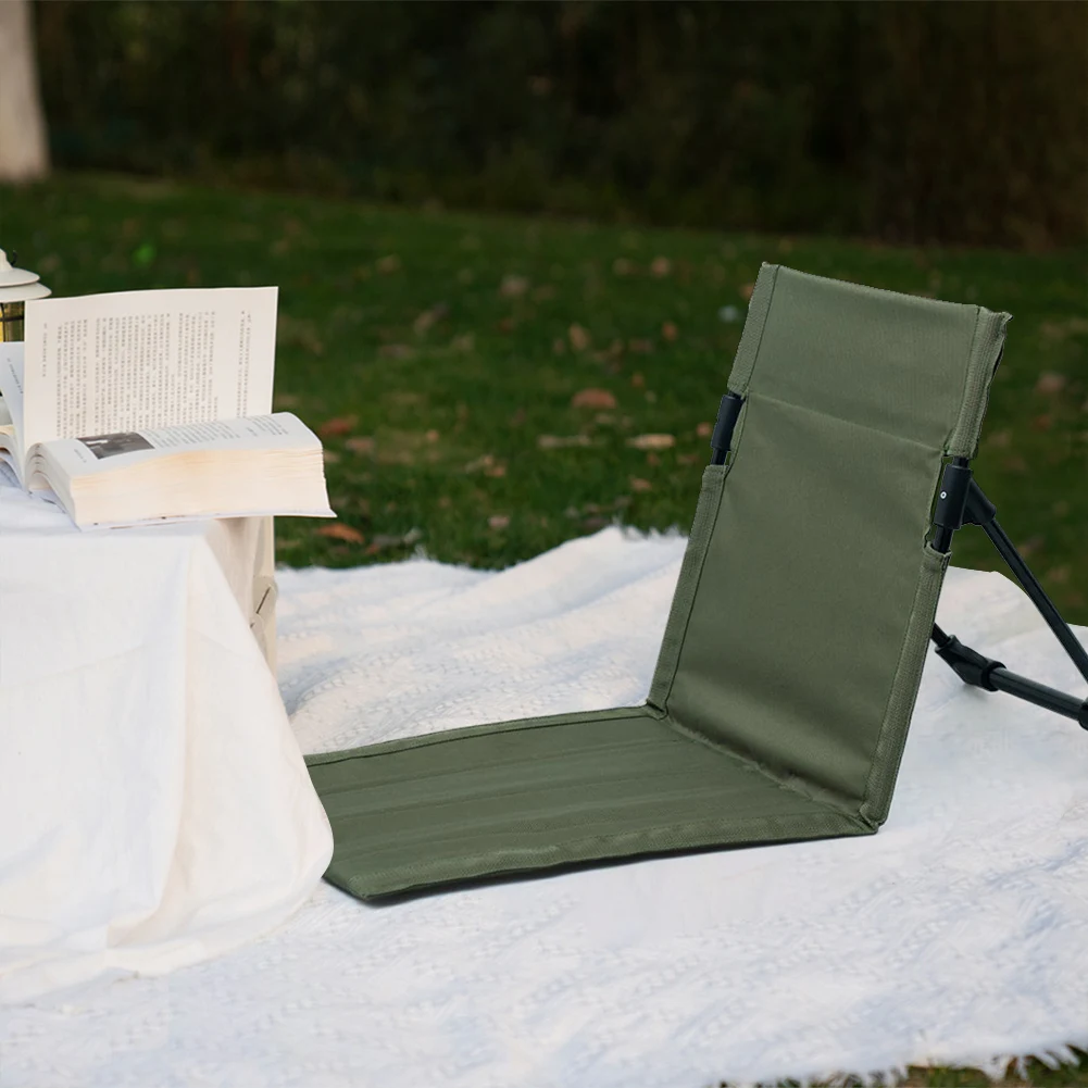 

Foldable Camping Chair with Carry Bag Reclining Chair Oxford Cloth Backrest Cushion Chair for Outdoor Picnic Barbecue
