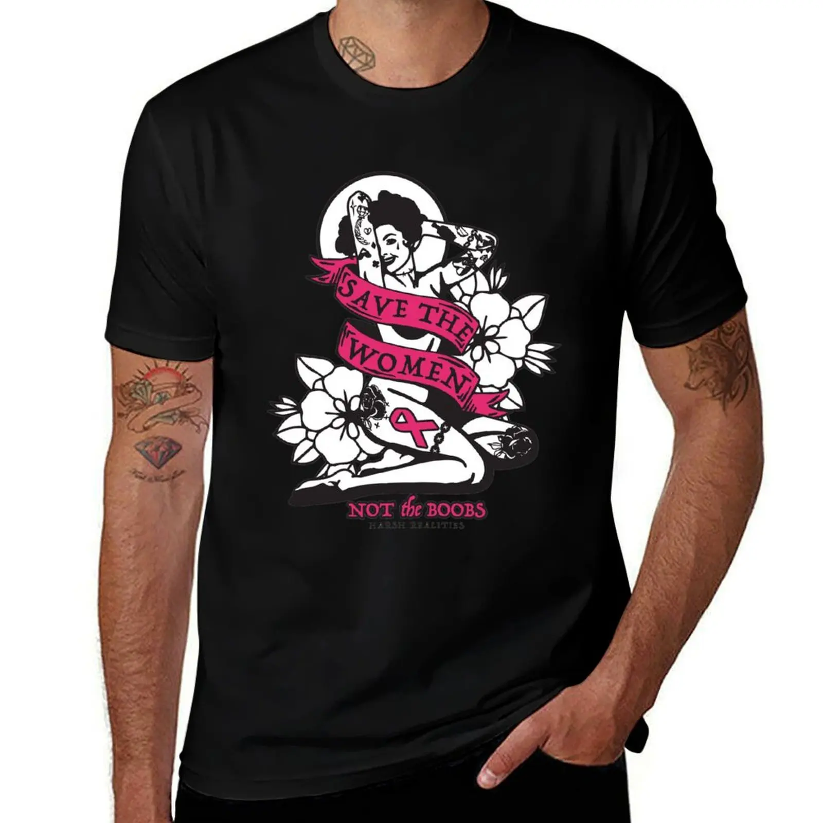 

Breast Cancer Pin Up Black and White. Cancer is a unfair fit T-Shirt t shirts for man pack cotton man t shirt summer