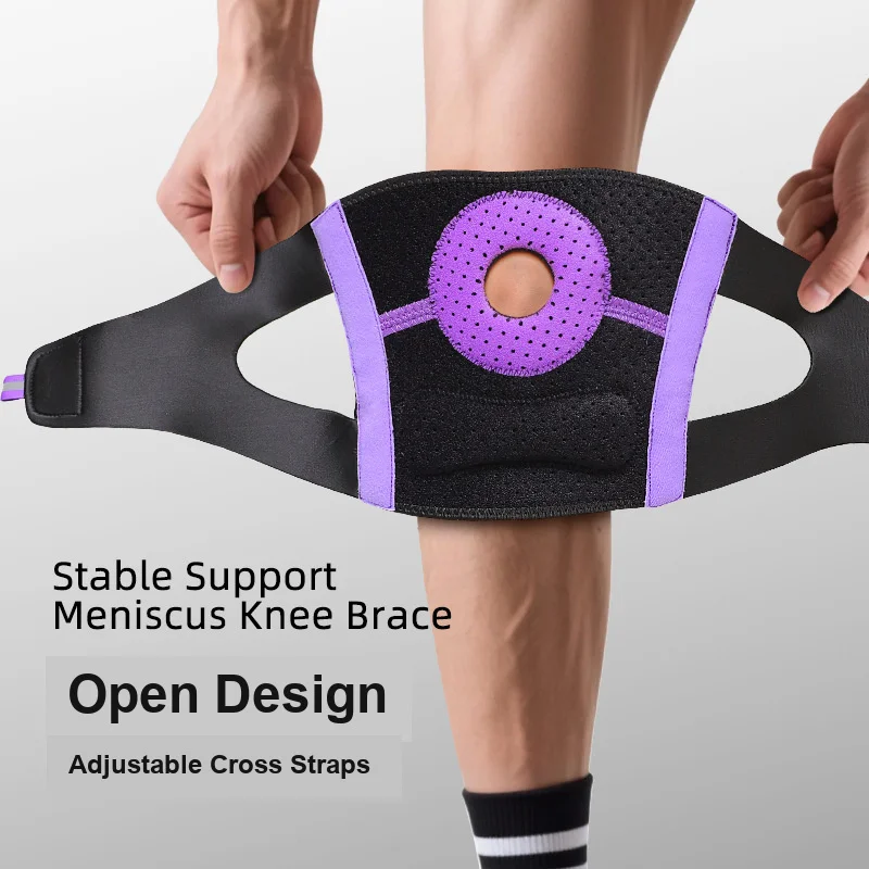 Sports Knee Support Adjustable Patella Cross Compression Design for Mountaineering Fitness Knee Protection