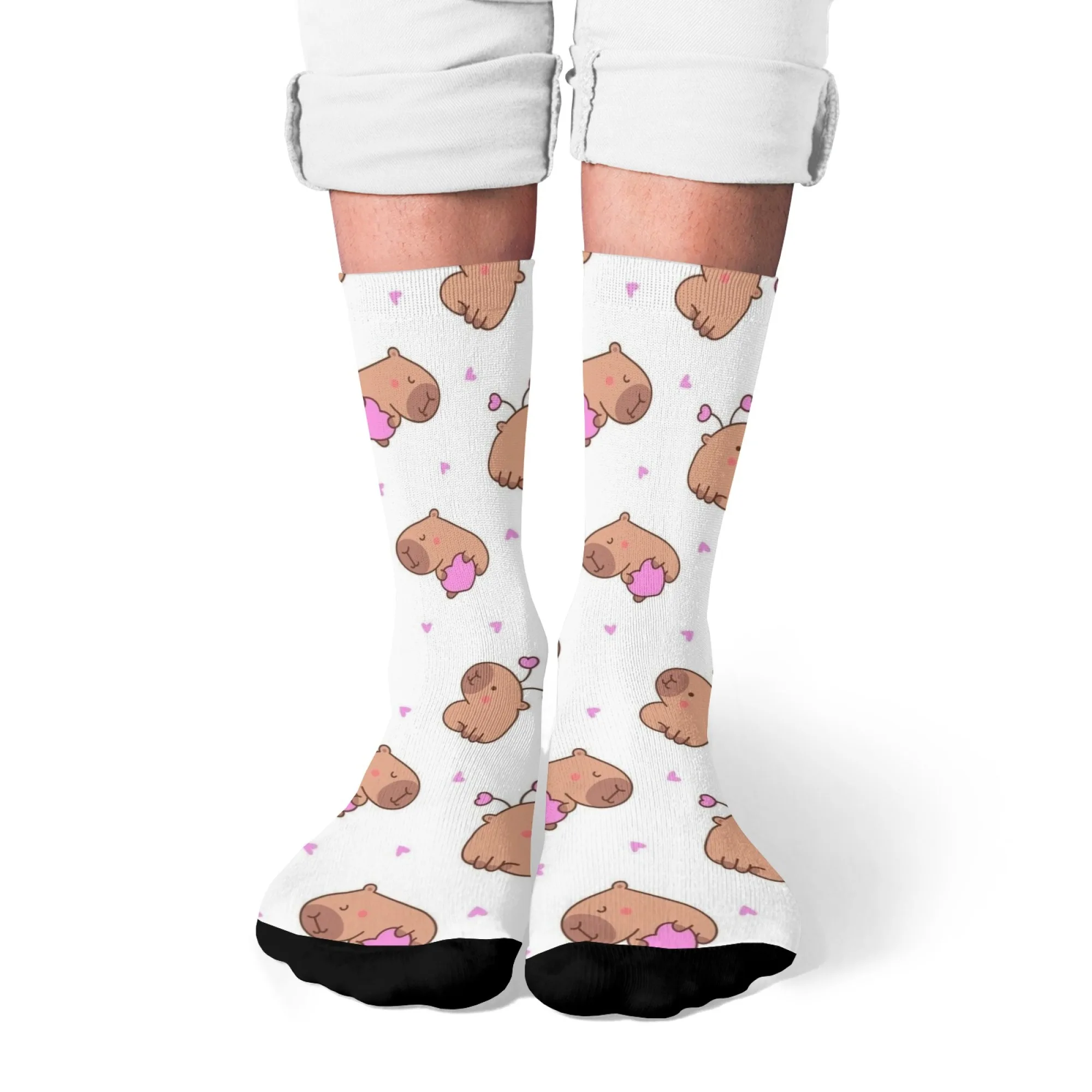 Cartoon Capybara Herz Muster Socken Atmungsaktivem Nicht-slip Socken Harajuku Retro Straße Hip-hop Crew Socken Party Geschenk