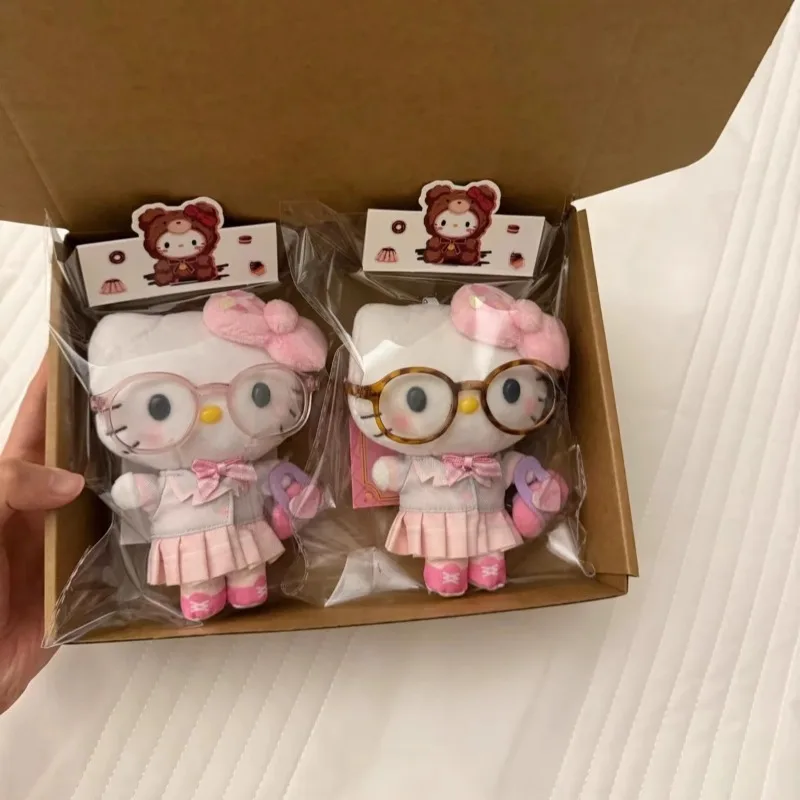 Kawaii Sanrio Hello Kitty Jk Uniform Cute Girl Glasses Exquisite Bag Pendant Cute Kt Cat Girl Children Cartoon Decor Girls Toys