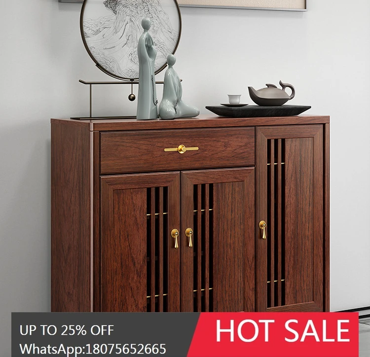 

New Chinese Style Shoe Cabinet Pure Solid Wood Simple Modern Hallway Home Doorway Storage Large Capacity Balcony Locker
