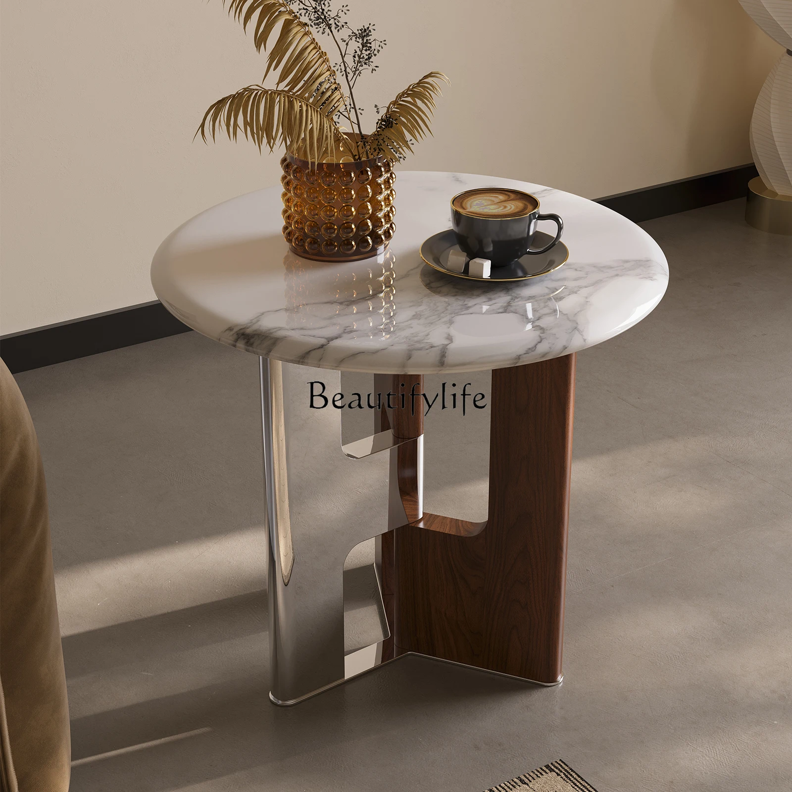 

Living room marble edge table light luxury high sense 2025 new Italian minimalist small coffee table