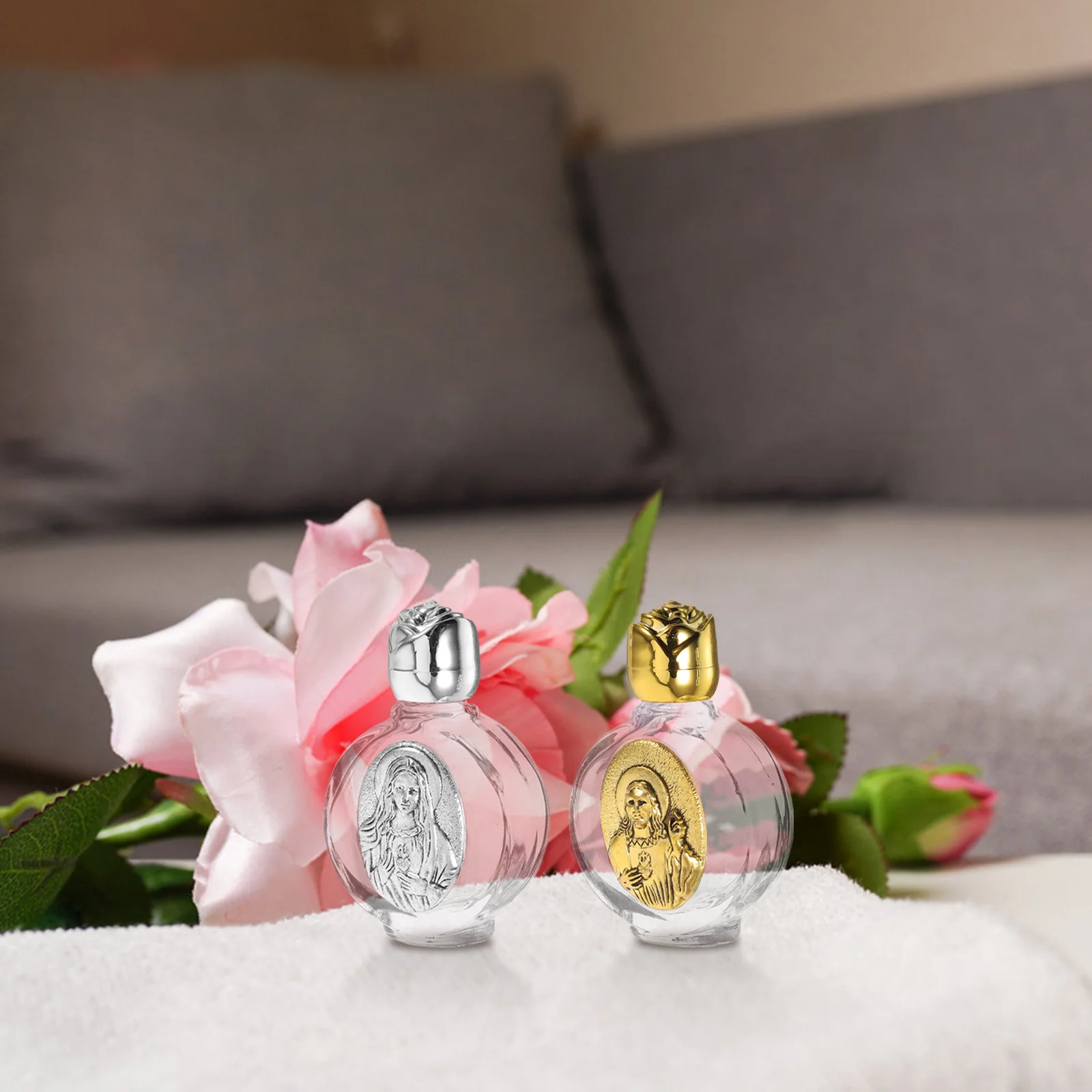 

4pcs Holy Water Bottle Glass Crystal Decorative Container Portable Blessing Vial For Christian Ceremony Travel Use Mini Jar