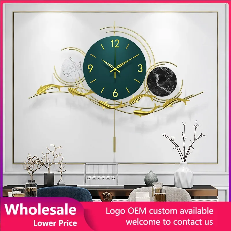 Wall Clock Modern Design Large Metal Iron Art Creative Living Room Hotel Hall Home Decoration Ornament Hanging Watch Pendulum