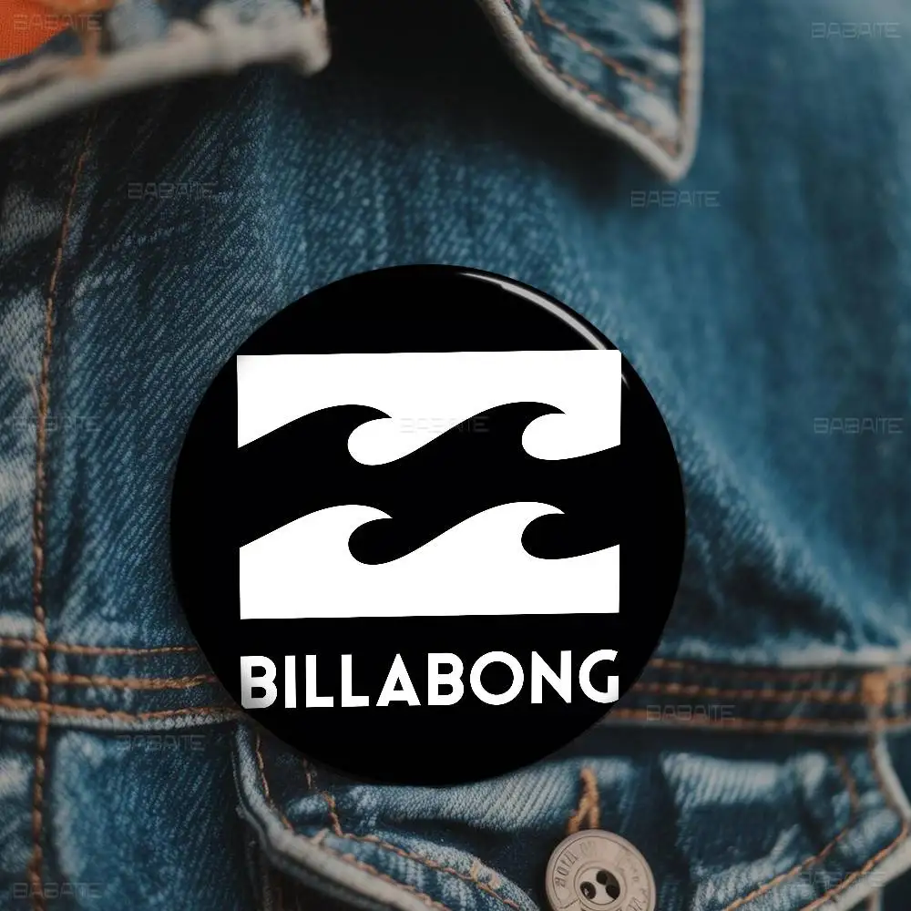 B-Billabong Surf Fashion Creative Pins Funny Round Snap-in Brooch Badge Backpack Hat Accessories Jewelry Gifts for Friend - view 4