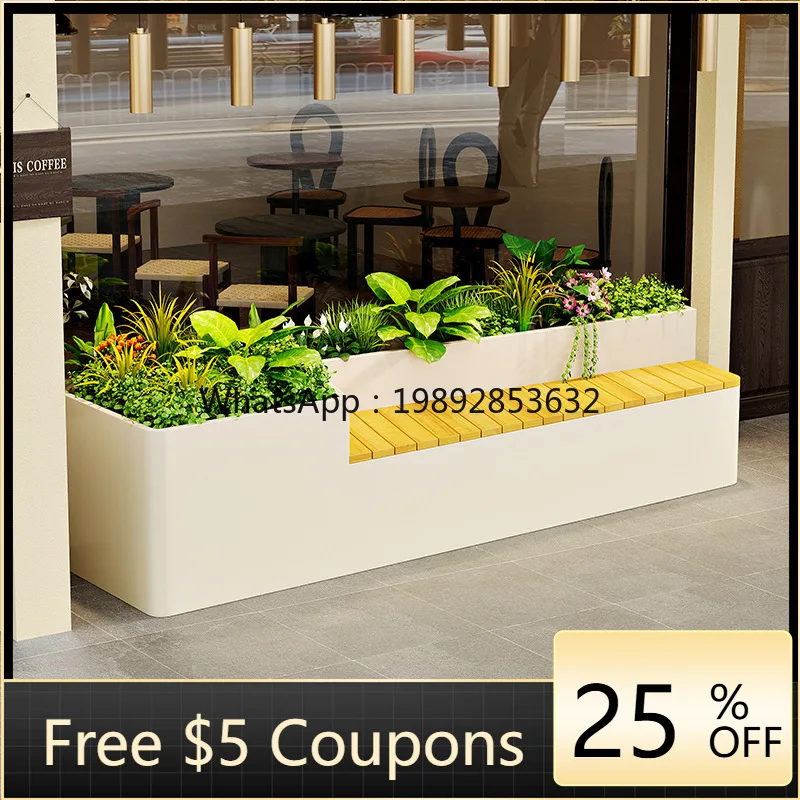 

YFY Aluminum Alloy Outdoor Flower Box Flower Bed Villa Courtyard Park Stainless Steel Combination Bench Shopping Mall