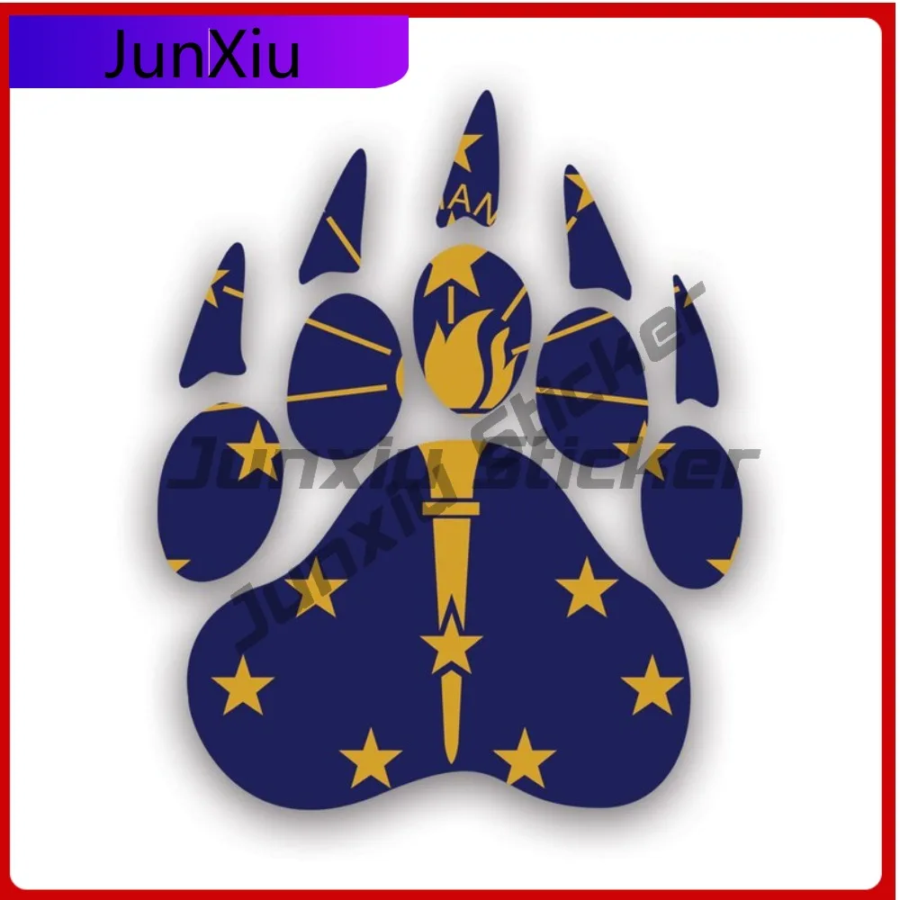 

Indiana State Bear Print Shaped Sticker Creative Decals Grizzly Track Tracks Polar Outdoors Explore Hiking Camping State Flag