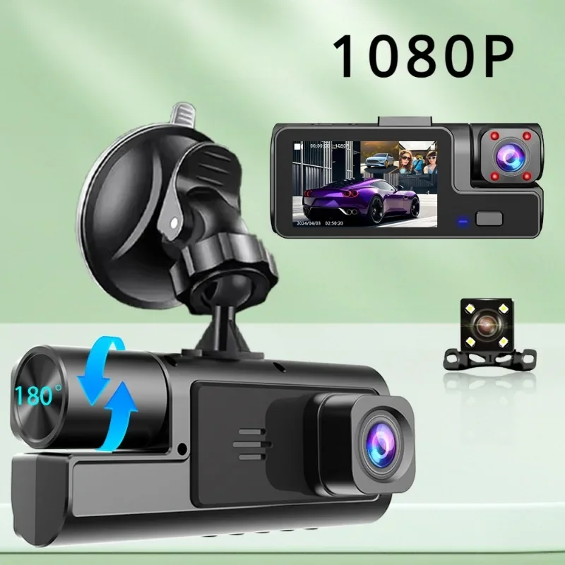 3 Channel Dash Cam Car Camera Dvr Loop Recording Reversing Video Dashcam Black Box G-sensor Night Vision Channel 170° Wide Angle