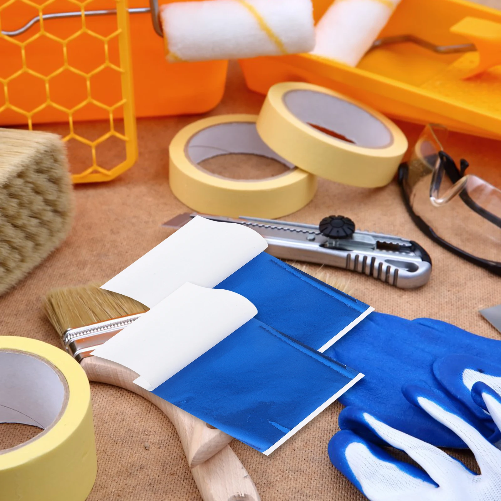 

50Pcs Gold Leaf Sheets Imitation Foil Paper 8x8.5cm for Gilding Crafts Artisan Handicrafts Furniture Picture Framing