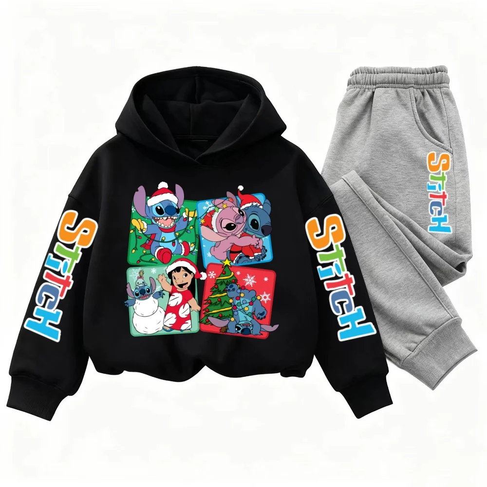 

Disney Christmas Children Hooded Sweatshirt+Pants Two-piece Set Boy Girl Autumn Winter Daily Outdoor Casual Warm Soft Sportswear