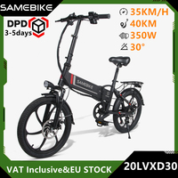 EU STOCK SAMEBIKE 20LVXD30 Electric Bike 48V 10.4Ah 35KM/H Speed 350W Motor Folding 20Inch Tire Smart Bicycle Mountain E-Bike