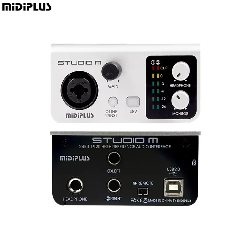for Midiplus Studio M Soundcard Audio Interface USB Recording Mixer 24 Bit 192kHz for Podcast
