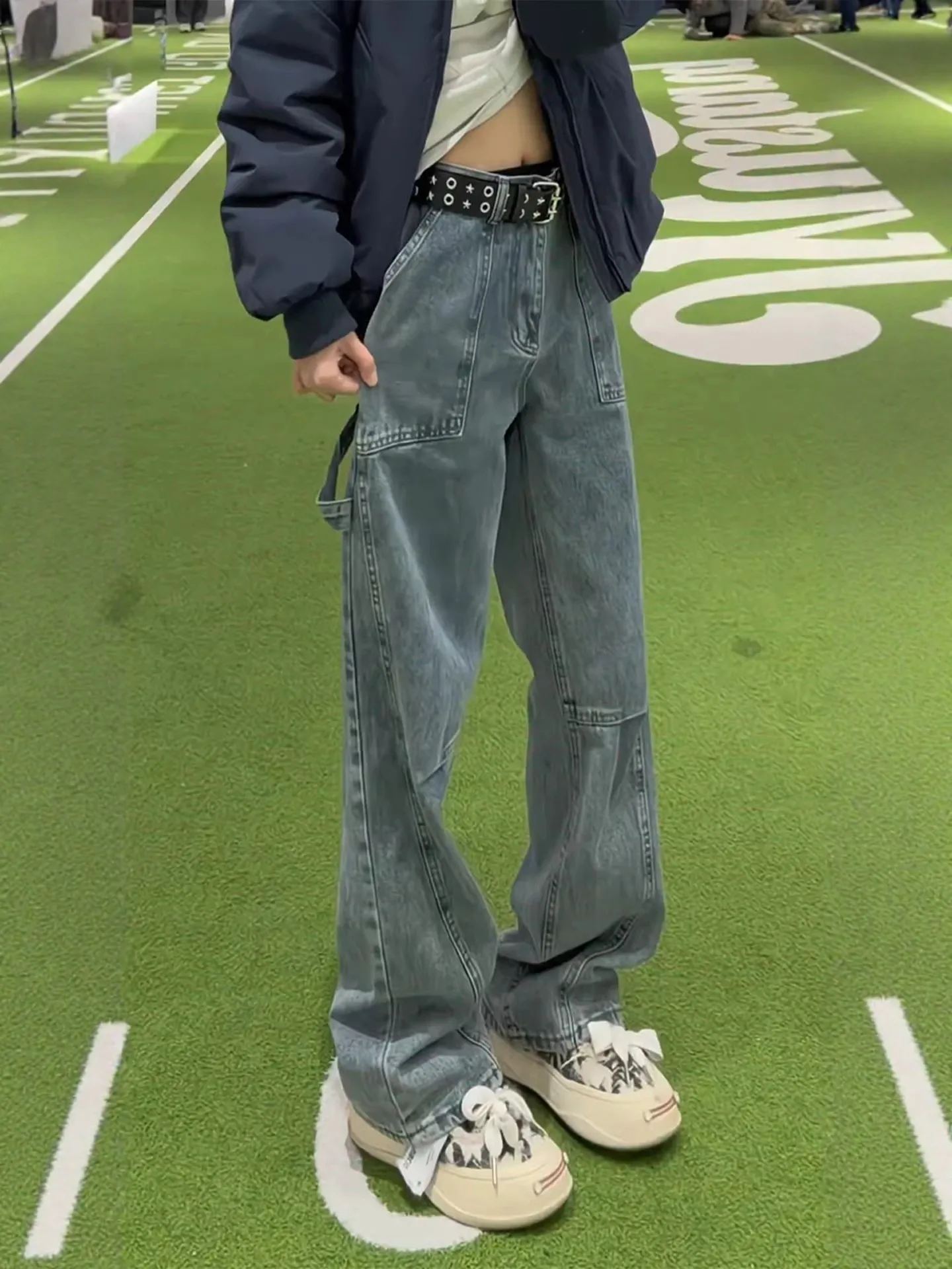 

Американские джинсы в стиле High Street Workwear для мужчин: прямые, зауженные, слегка расклешенные брюки Cleanfit из износостойкого хлопка для молодежи