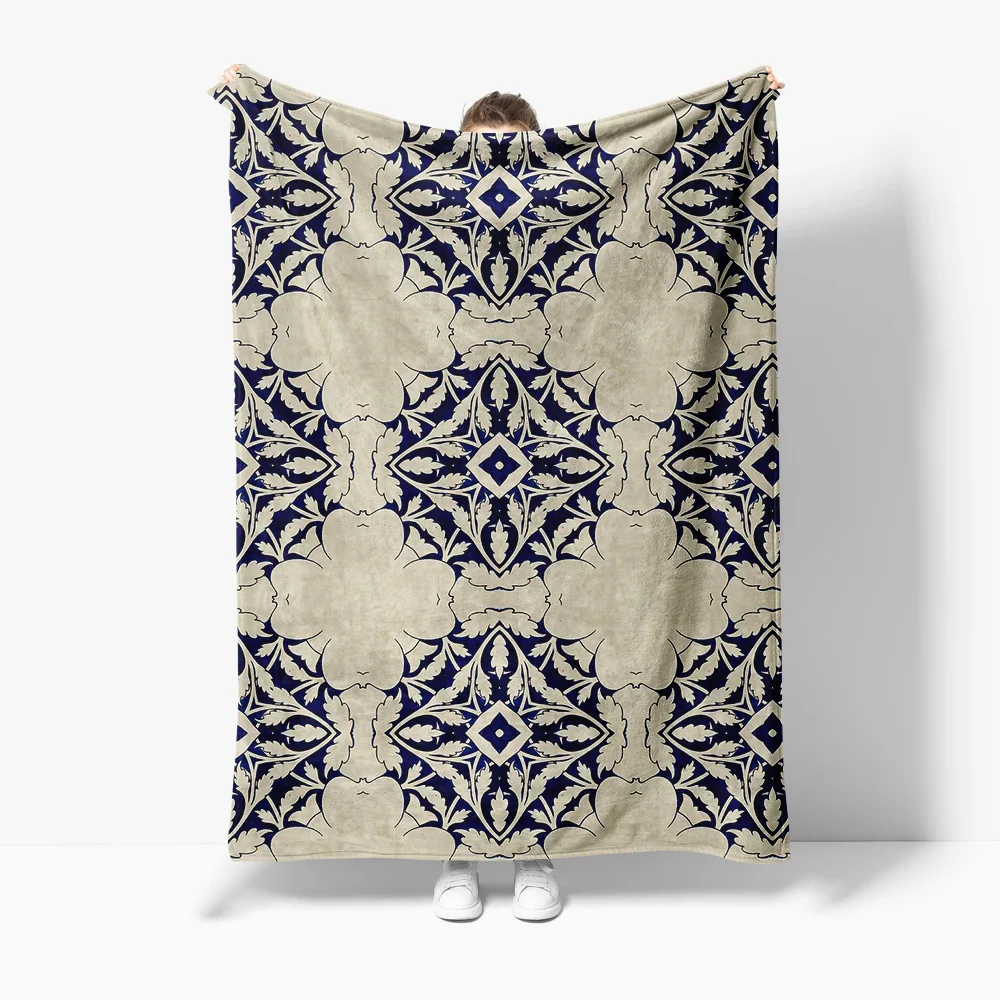 

Темно-синее флисовое одеяло с цветочным узором, мягкое теплое одеяло, кровать, диван, декоративное постельное белье, подарок