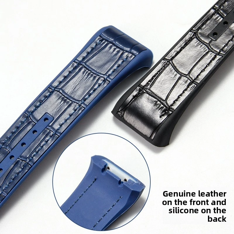 for Franck Muller Vanguard Yachting V45V41 V328880 Durable Natural Luster 28mm Blue Black Brown Calf Leather Watch Accessories