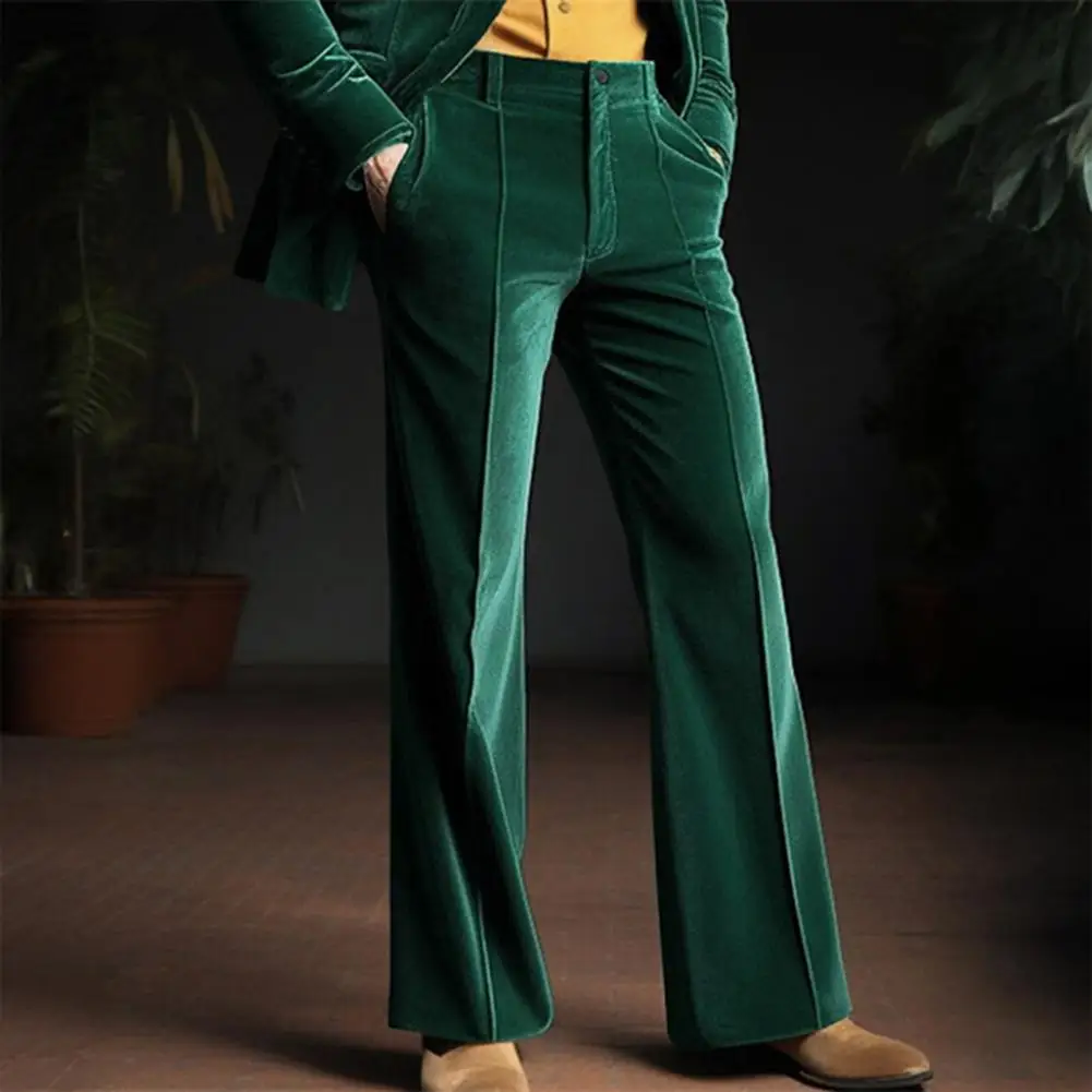 

Мужской роскошный бархатный костюм, брюки, прямые брюки с плоской передней частью, удобные эластичные свадебные офисные деловые повседневные брюки, праздничная одежда