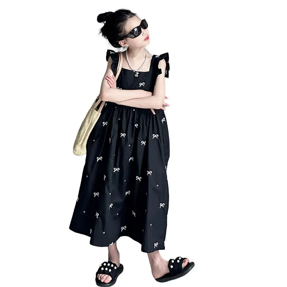 Summer Dress For Girls Big Bow Dress For Girl Sleeveless Child Dress Casual Style Girl Costume 6 8 10 12 14