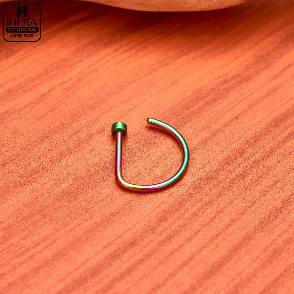 1/10PCS ASTM F136 Titanium Fake Nose Ring Hoop Non Piercing D Shape Nostril Lip Septum Earring Body Jewelry Kit